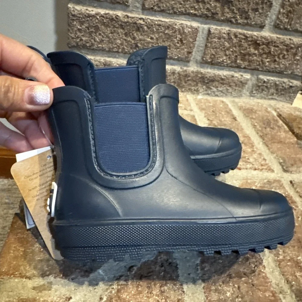 Bearpaw Toddler Chelsea Rain Boots With Faux Fur Lining size 7 toddler blue